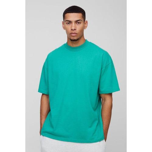 T-Shirt Oversize Épais Imprimé À Col Montant Homme - Vert - S, Vert