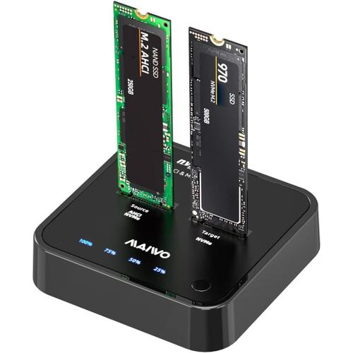 K3016P2 Station d'accueil Clone M.2 NVME/AHCI 2 Baies, Duplicateur M.2 SSD pour USB 3.2 20Gbps avec Fonction de clonage Hors Ligne