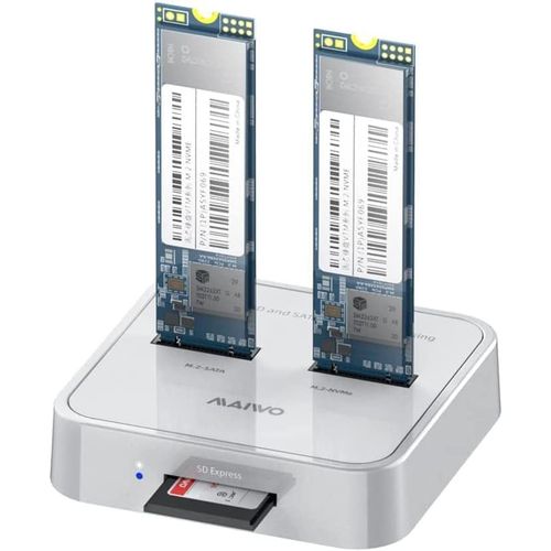 K3016SD Station d'accueil M.2 SATA / NVME à 2 baies pour SSD par lecteur de fonction duplicateur, USB 3.1 Gen2 10 Gbit/s, sans outil (non compatible clone)