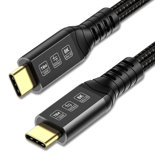 Cable Thunderbolt 4 3m, USB C long Supporte Transfert de données 40Gbps/Vidéo 8K@60Hz/Fast Charge 100W pour iPhone 15 Pro/Max Macbook Air/Pro, Mac Studio, Studio Display