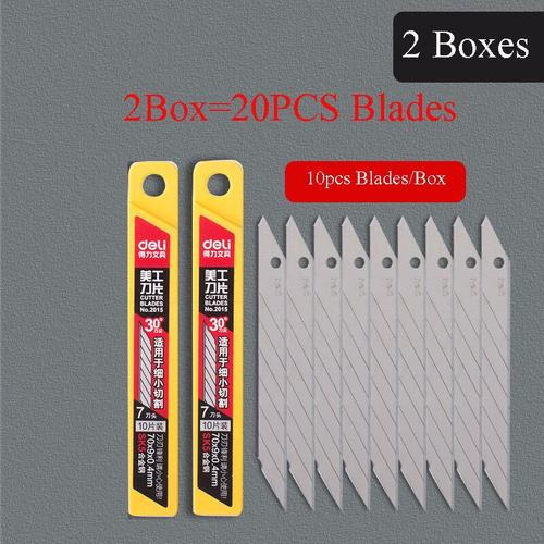 Deli Couteau En Acier Allié Durable,Outil Utilitaire Pour Découper Boîte Ouverte Coupe-Papier Peint Nojs Fonction De Verrouillage Automatique Pour L'école Et Le Bureau - Type 20pcs Blades