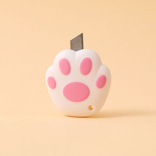 Couteau Utilitaire Kawaii Mini Couteau De Poche Patte De Chat Boîte Express Ouvre-Enveloppe Coupe-Papier Lame Rechargeable Papeterie Coréenne - Type White Pink