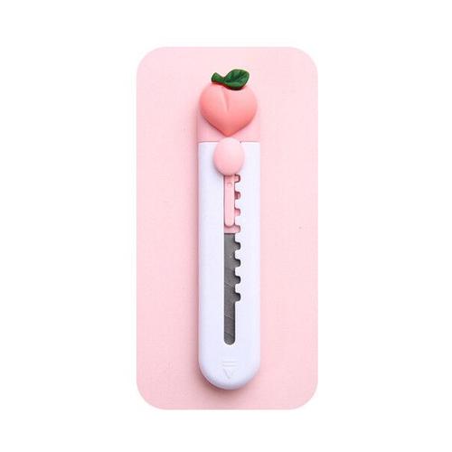 Couteau Utilitaire Rétractable Kawaii,Boîte Tranchante,Facile À Utiliser,Outils De Coupe Pour Ouvrir Les Paquets De Lettres,Boîtes En Carton,1 Pièce - Type Peach 1pcs