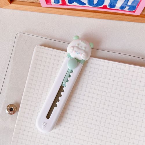 Couteau Utilitaire Mignon Lapin Ours,Mini Ouvre-Boîte Portable Kawaii Couteau De Poche Coupe-Papier Ouvre-Enveloppe Fournitures Scolaires Et De Bureau - Type Blue Cat
