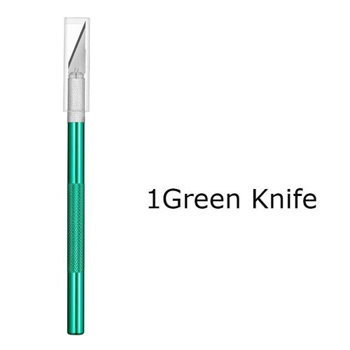 Couteau Utilitaire En Métal Pour Artisanat,Artisanat De Gravure,Coupe-Papier Opaque,30 Pièces,Phérique,Kits De Modèles,Carton,Plastique,Tissu,Bois - Type 1 Green Knife