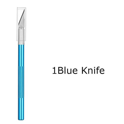 Couteau Utilitaire En Métal Pour Artisanat,Artisanat De Gravure,Coupe-Papier Opaque,30 Pièces,Phérique,Kits De Modèles,Carton,Plastique,Tissu,Bois - Type 1 Blue Knife