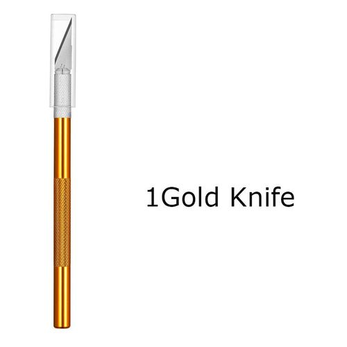 Couteau Utilitaire En Métal Pour Artisanat,Artisanat De Gravure,Coupe-Papier Opaque,30 Pièces,Phérique,Kits De Modèles,Carton,Plastique,Tissu,Bois - Type 1gold Knife