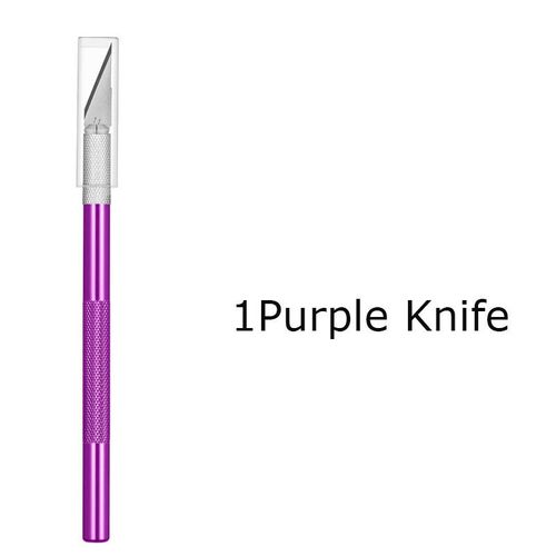 Couteau Utilitaire En Métal Pour Artisanat,Artisanat De Gravure,Coupe-Papier Opaque,30 Pièces,Phérique,Kits De Modèles,Carton,Plastique,Tissu,Bois - Type 1purple Knife