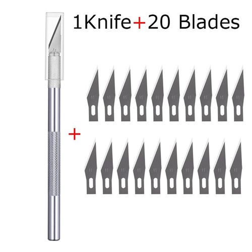 Couteau Utilitaire En Métal Pour Artisanat,Artisanat De Gravure,Coupe-Papier Opaque,30 Pièces,Phérique,Kits De Modèles,Carton,Plastique,Tissu,Bois - Type Silverknife 20blades
