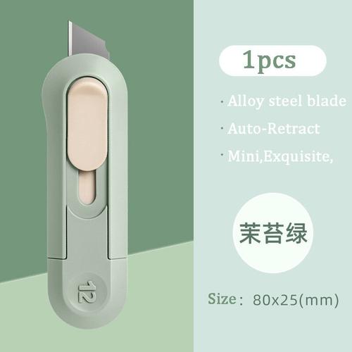 Deli Nusign-Mini Cutter À Rétracteur Automatique,Petit Couteau Utilitaire En Métal Pointu Sk5,Couteau De Poche,Fournitures D'art,Papeterie Kawaii - Type Green 1pcs