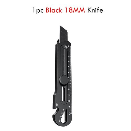 Couteau Utilitaire Multifonction En Acier Inoxydable,Porte-Couteau À Papier Peint,Couteau De Coupe Robuste Durable,Noir Et Argent,6 En 1,18mm,25mm - Type 1pcs Black 18mm