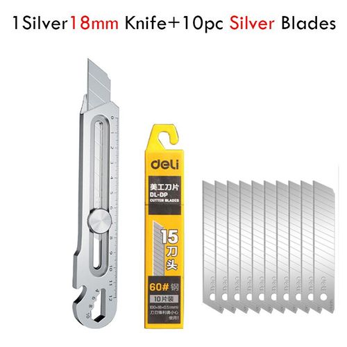 Couteau Utilitaire Multifonction En Acier Inoxydable,Porte-Couteau À Papier Peint,Couteau De Coupe Robuste Durable,Noir Et Argent,6 En 1,18mm,25mm - Type Silve18mm Knife Set1