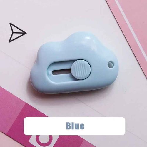 Mini Coupe-Papier Rétractable Portable,Dessin Mignon,Griffe De Chat,Nuages,Déboxeur Express,Boîte À Papier,Ouvre-Colis,Couteau Utilitaire - Type Clouds-Blue