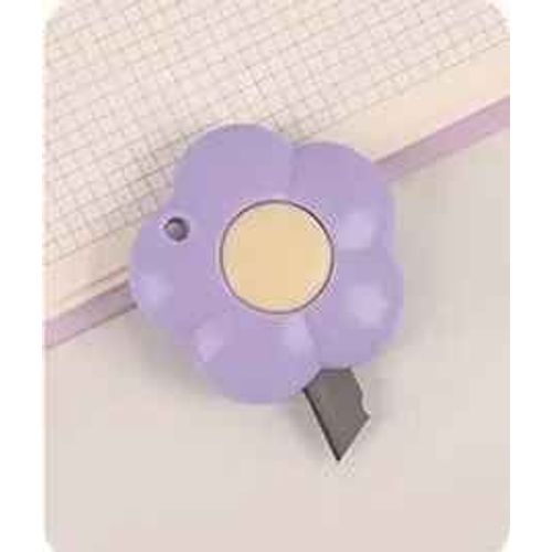 Mini Coupe-Papier Rétractable Portable,Dessin Mignon,Griffe De Chat,Nuages,Déboxeur Express,Boîte À Papier,Ouvre-Colis,Couteau Utilitaire - Type Flower-Purple