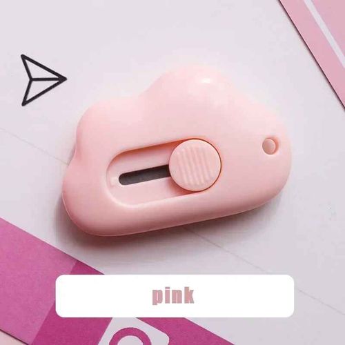 Mini Coupe-Papier Rétractable Portable,Dessin Mignon,Griffe De Chat,Nuages,Déboxeur Express,Boîte À Papier,Ouvre-Colis,Couteau Utilitaire - Type Clouds-Pink