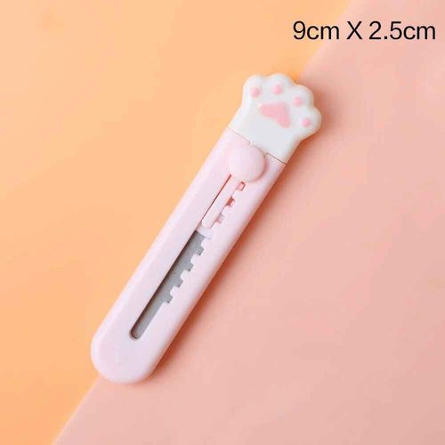Mini Couteau Utilitaire D'art De Dessin Mignon,Forme De Patte De Chat,Coupe-Papier,Boîte Express,Ouvre-Enveloppe,Lame,Fournitures D'art - Type Pink Cat Paw-1pcs