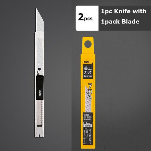Deli-Mini Couteau Utilitaire Portable En Alliage D'aluminium,Coupe-Papier Manuel,Déballage,Conception Autobloquante,Lame En Métal De 9mm - Type 1pcs Silver 1 Blade