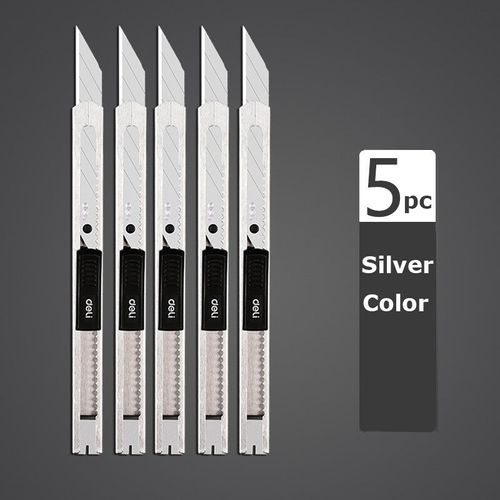 Deli-Mini Couteau Utilitaire Portable En Alliage D'aluminium,Coupe-Papier Manuel,Déballage,Conception Autobloquante,Lame En Métal De 9mm - Type 5pcs Silver