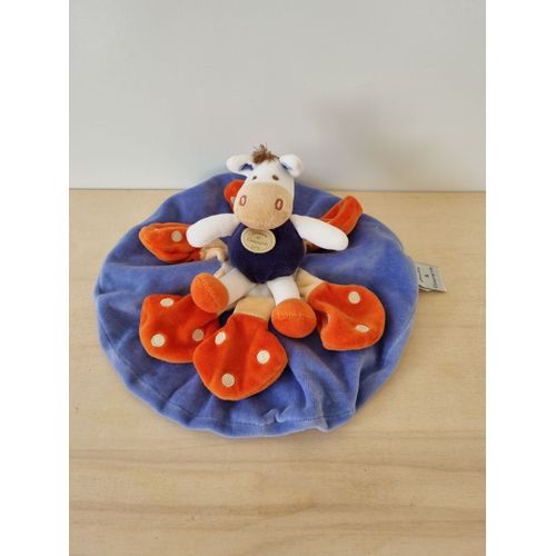 Doudou Cheval Sur Fleur Bleu Orange Doudou Et Compagnie