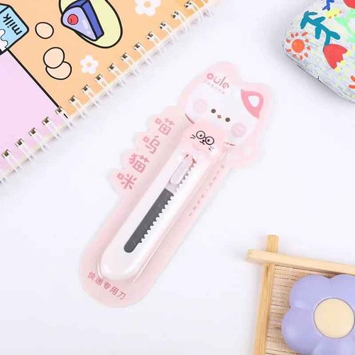 Mini couteau utilitaire portable Kawaii,dessin Animal Lapin Chat Tirelire Cutter pour Étudiant Mignon Scrapbook Staacquering Paper Cutter - Type Pink Cat