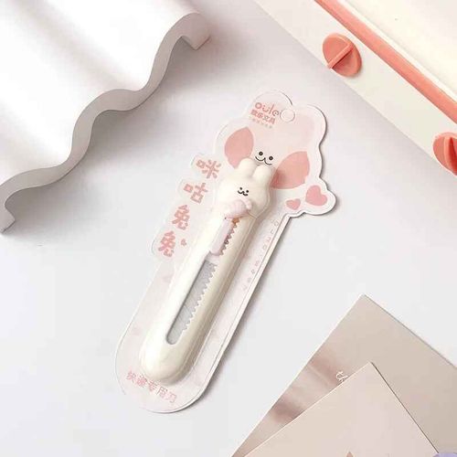 Mini couteau utilitaire portable Kawaii,dessin Animal Lapin Chat Tirelire Cutter pour Étudiant Mignon Scrapbook Staacquering Paper Cutter - Type Rabbit Pink