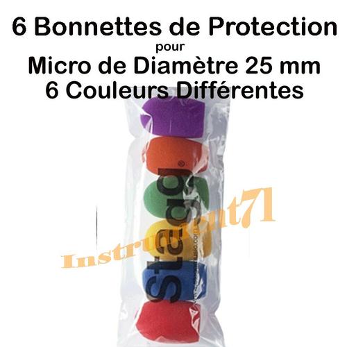 6 Bonnettes Anti Vent Diamètre 25mm pour Micro en 6 COULEURS DIFFERENTES