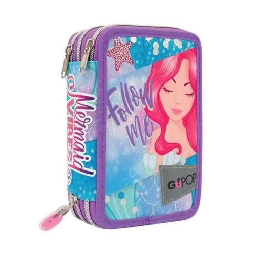 Mallette scolaire triple sirène - GIOCHI PREZIOSI - GOPOP - 3 compartiments - 36 crayons et feutres