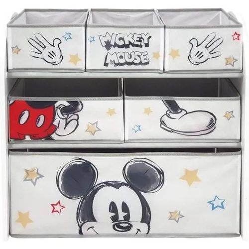 Meuble De Rangement Disney - Mickey Mouse - 6 Tiroirs En Tissu - Blanc