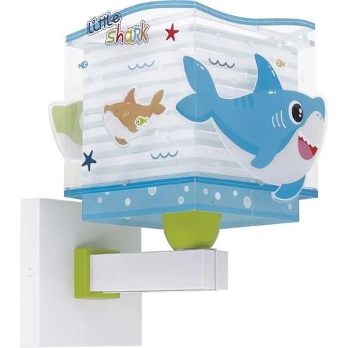 Applique Murale Enfant - Dalber - Little Shark - Motif Requins - L 20 Cm - H 24 Cm - Bleu - Vert - Jaune