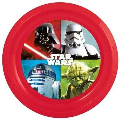 Assiette Plate - Star Wars - Rouge - Plastique Rigide - Diamètre 22 Cm - Enfant