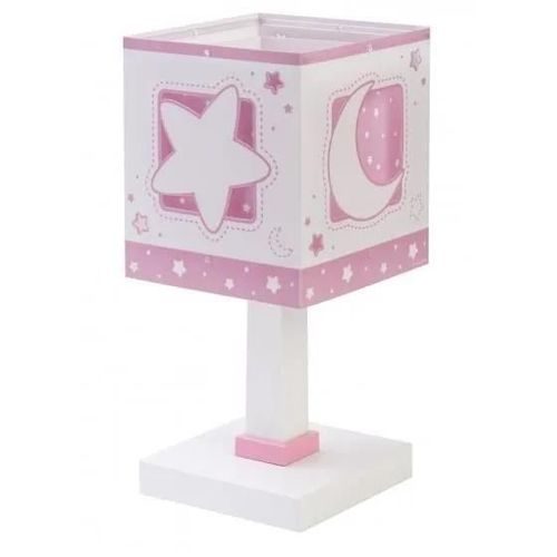 Dalber - Lampe De Chevet Enfant - Moonlight - Motif Lune Et Étoiles, L 15 Cm, H 30 Cm, Rose