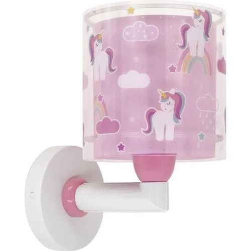 Applique Murale Enfant - Dalber - Unicorns - Motif Licornes - L 20 Cm - H 24 Cm - Rose