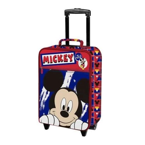Valise Trolley - MICKEY - Semi-rigide - Rouge - 33,5x53x18 cm - Enfant