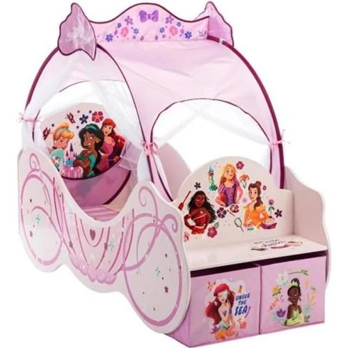 Lit Calèche - Disney Home - Disney Princesses - Avec Rangement - Baldaquin - Rose