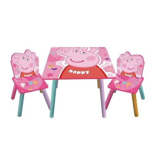 Arditex Pp13984 Ensemble De Table (50x50x44cm) Et 2 Chaises (26.5x26.5x50cm) En Bois De Eone-Peppa Pig