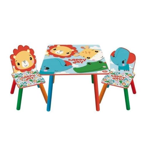 Arditex Fp10298 Ensemble De Table (50x50x44cm) Et 2 Chaises (26.5x26.5x50cm) En Bois De Mattel-Fisher-Price