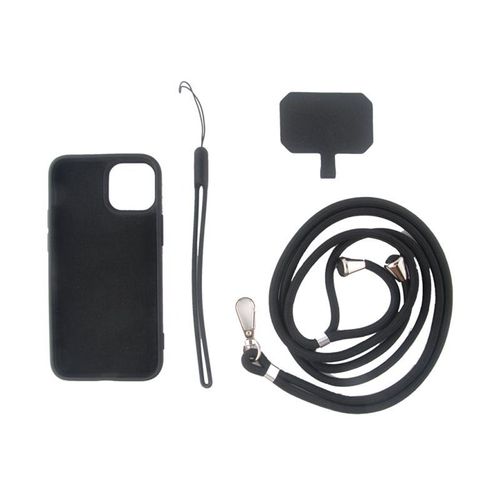Jaym Pop - Coque De Protection Pour Téléphone Portable - Avec Sangles De Cou Et De Poignet - Silicone Liquide - Noir - Pour Samsung Galaxy A25