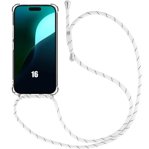 Coque Silicone Pour Iphone 16 - Antichoc Anti-Rayures Transparent Avec Cordon Blanc - E.F.Connection