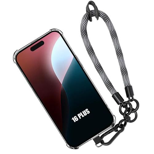 Coque Silicone Transparent Pour Iphone 16 Plus Avec Dragonne Amovible Gris, Protection Antinchoc - E.F.Connection