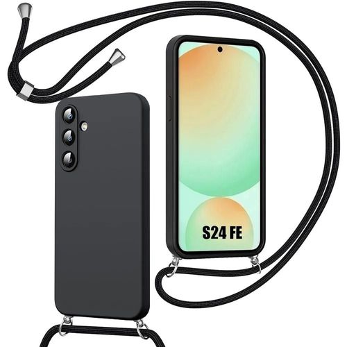 Coque Cordon Pour Samsung Galaxy S24 Fe (Pas Pour S24) Protection Anti-Rayure Silicone - Noir - E.F.Connection