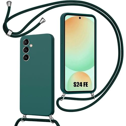 Coque Cordon Pour Samsung Galaxy S24 Fe (Pas Pour S24), Protection Souple Mince Silicone Vert Nuit - E.F.Connection
