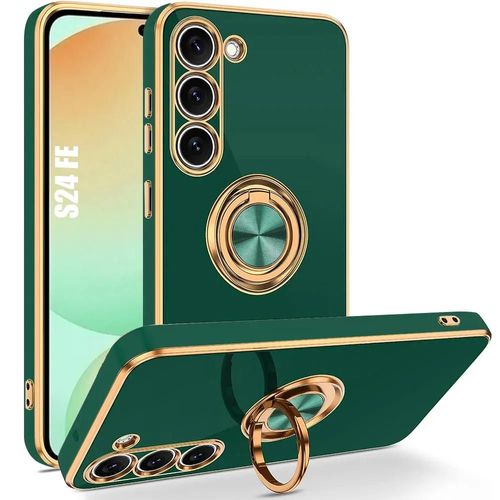 Coque Pour Samsung Galaxy S24 Fe (Pas Pour S24), Protection Silicone Vert Nuit Anti-Rayures Avec Anneau Support - E.F.Connection