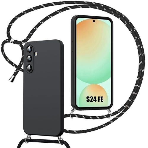 Coque Pour Samsung Galaxy S24 Fe (Pas Pour S24), Protection Souple Antichoc Protection Silicone Avec Cordon Noir - E.F.Connection