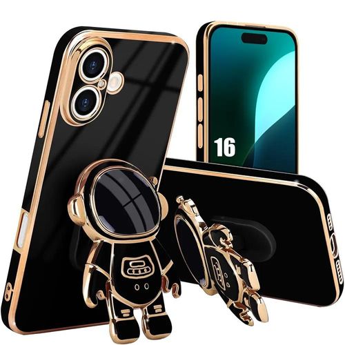 Coque Pour Iphone 16, Tpu Souple Slim Anti-Rayures Avec Support Ajustable Motif Astronaute - Noir - E.F.Connection