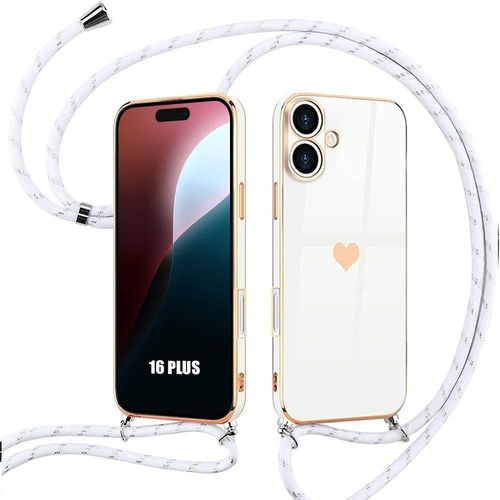 Coque Bandoulière Pour Iphone 16 Plus - Silicone Blanc Antichoc Anti-Rayures - E.F.Connection