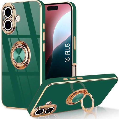 Coque Anneau Pour Iphone 16 Plus - Vert Nuit Elégant Antichoc Anti-Rayures Luxe Tpu Souple - E.F.Connection