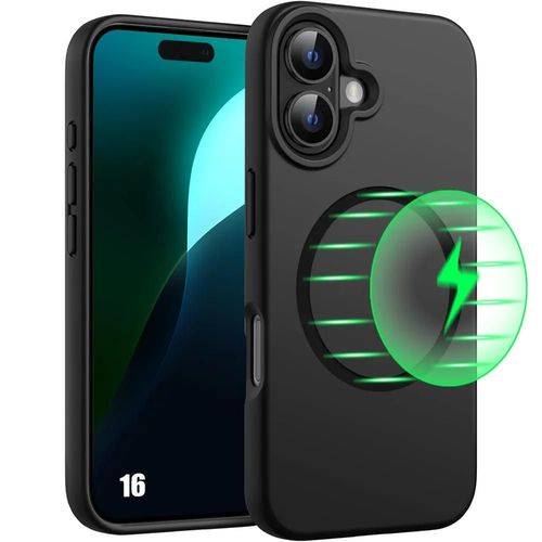 Coque Silicone Pour Iphone 16, Protection Antichoc Avec Cercle Métal Mat Noir - E.F.Connection