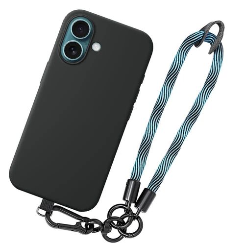 Coque Pour Iphone 16 Plus, Protection Silicone Liquide Anti-Rayures Avec Dragonne Amovible Bleu - E.F.Connection