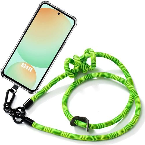 Coque Bandoulière Pour Samsung Galaxy S24 Fe (Pas Pour S24) Protection Antichoc Anti-Rayures Avec Bandoulière Robuste Vert - E.F.Connection