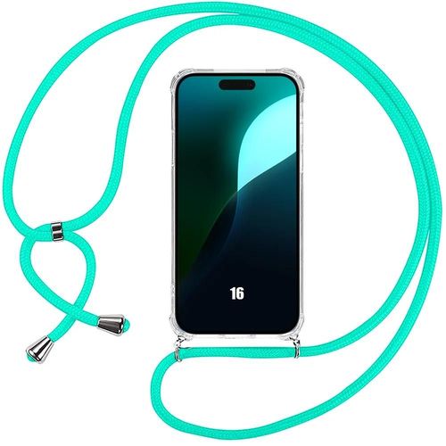 Coque Pour Iphone 16 Protection Renforcée Souple + Bandoulière Réglable Turquoise - E.F.Connection